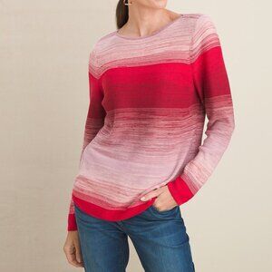 Chico’s 1 (Medium) Ombre Red Pink Knit Pullover Sweater Top